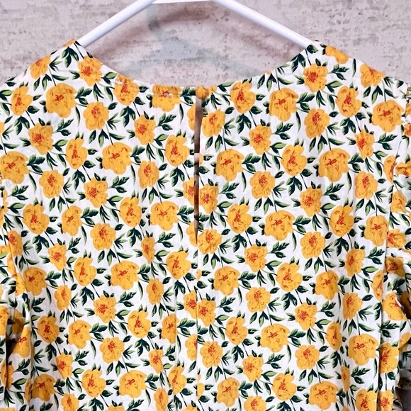 TCEC Floral Print Puff Shoulder Blouse Sz L Summer Cottagecore Vacation Boho - Picture 10 of 16